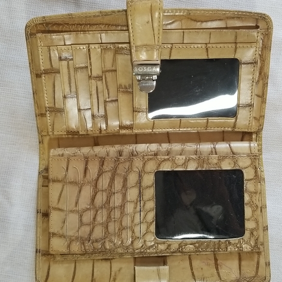 BOSCA BIEGE LEATHER WALLET BI-FOLD CLUTCH ITALY - Picture 8 of 10